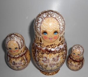 Nata lace in brown lace dress large nesting Doll Babooshki s