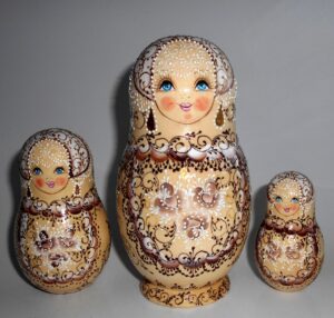 Nata lace in brown lace dress large nesting Doll Babooshki s
