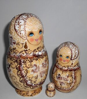 Nata lace in brown lace dress large nesting Doll Babooshki s