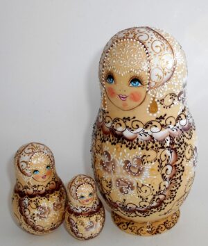 Nata lace in brown lace dress large nesting Doll Babooshki s