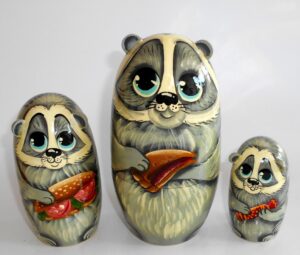 Funny Badger 3-set large Babushka Matryoshka nesting Doll Babooshki Babushkas