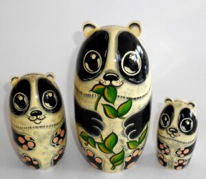 Funny Panda 3-set large Babushka Matryoshka nesting Doll Babooshki Babushkas
