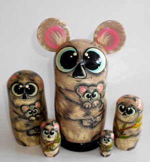 Funny Koala with ears 5-set huge Babushka Matryoshka nesting Doll Babooshki Babushkas