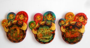 Fridge Magnets 7.5cm miniature set of 5 nesting Doll Babooshki s