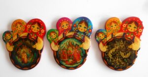 Fridge Magnets 7.5cm miniature set of 5 nesting Doll Babooshki s