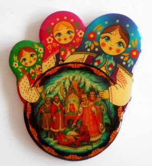 Fridge Magnets 7.5cm miniature set of 5 nesting Doll Babooshki s