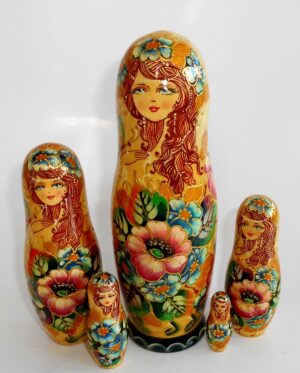 Flower Fairy with butterfly II Babushka Matryoshka nesting Doll Babooshki Babushkas