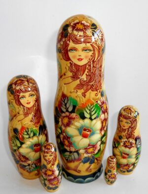 Flower Fairy with butterfly III Babushka Matryoshka nesting Doll Babooshki Babushkas