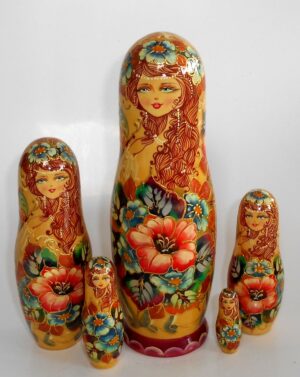 Flower Fairy with butterfly V Babushka Matryoshka nesting Doll Babooshki Babushkas