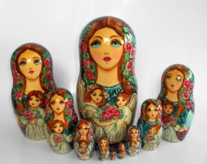 GIANT Angels as flower girls blue scarf 10-set huge Babushka Matryoshka nesting Doll Babooshki Babushkas