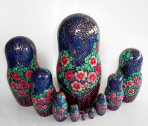 GIANT Angels as flower girls blue scarf 10-set huge nesting Doll Babooshki s
