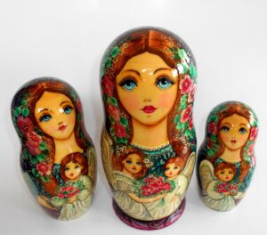 GIANT Angels as flower girls blue scarf 10-set huge nesting Doll Babooshki s