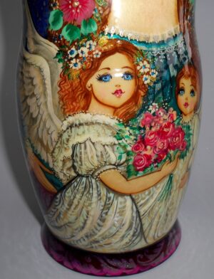 GIANT Angels as flower girls blue scarf 10-set huge nesting Doll Babooshki s