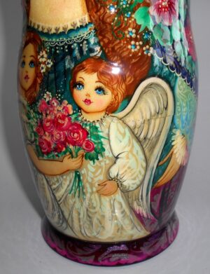 GIANT Angels as flower girls blue scarf 10-set huge nesting Doll Babooshki s