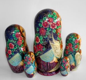 GIANT Angels as flower girls blue scarf 10-set huge nesting Doll Babooshki s