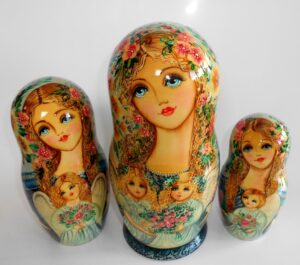 GIANT Angels as flower girls grey/blue scarf 10-set huge nesting Doll Babooshki s