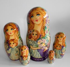 Angels as flower girls purple dress 5-set large Babushka Matryoshka nesting Doll Babooshki Babushkas