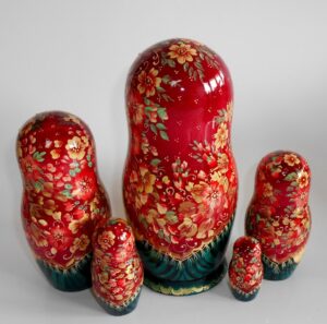Angels as flower girls red scarf 5-set large nesting Doll Babooshki s