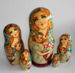Angels as flower girls red dress 5-set large Babushka Matryoshka nesting Doll Babooshki Babushkas