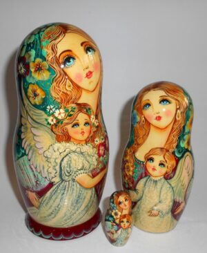 Angels as flower girls red dress 5-set large nesting Doll Babooshki s