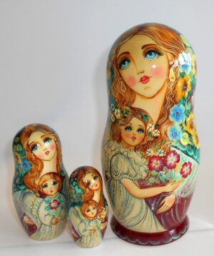 Angels as flower girls red dress 5-set large nesting Doll Babooshki s