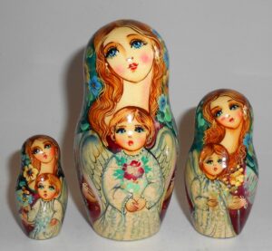 Angels as flower girls red dress 5-set large nesting Doll Babooshki s