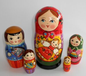 Village girl with self-made  doll red scarf large Babushka Matryoshka nesting Doll Babooshki Babushkas Classic Village Traditional