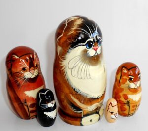 Ginger Cat family nesting Doll Babooshki s