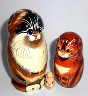 Ginger Cat family nesting Doll Babooshki s