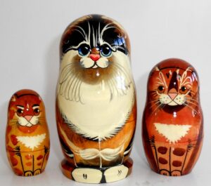 Ginger Cat family nesting Doll Babooshki s