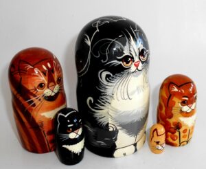Black Cat family nesting Doll Babooshki s