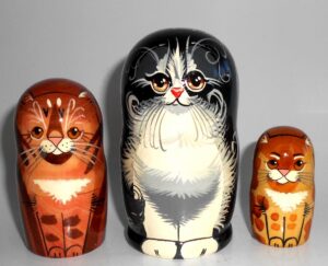 Black Cat family nesting Doll Babooshki s