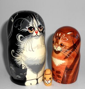Black Cat family nesting Doll Babooshki s