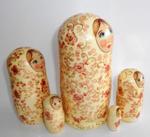 Alyonka pink flowers large nesting Doll Babooshki s
