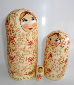 Alyonka pink flowers large nesting Doll Babooshki s