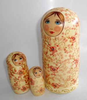 Alyonka pink flowers large nesting Doll Babooshki s