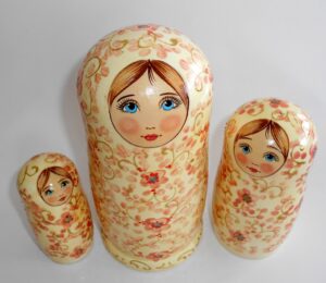 Alyonka pink flowers large nesting Doll Babooshki s