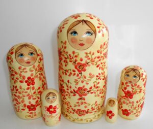 Alyonka red flowers large Babushka Matryoshka nesting Doll Babooshki Babushkas