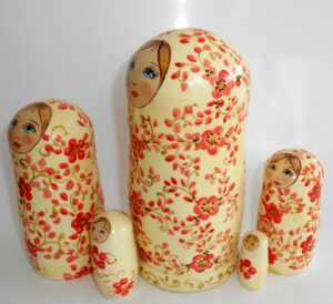 Alyonka red flowers large nesting Doll Babooshki s