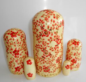 Alyonka red flowers large nesting Doll Babooshki s