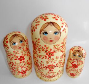 Alyonka red flowers large nesting Doll Babooshki s