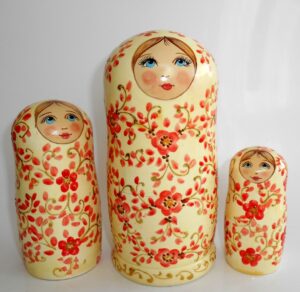 Alyonka red flowers large nesting Doll Babooshki s