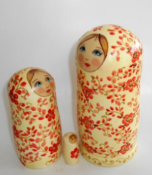 Alyonka red flowers large nesting Doll Babooshki s