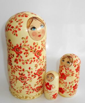 Alyonka red flowers large nesting Doll Babooshki s