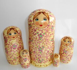 Alyonka light purple flowers large Babushka Matryoshka nesting Doll Babooshki Babushkas