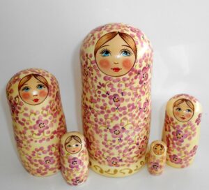 Alyonka light purple flowers II large Babushka Matryoshka nesting Doll Babooshki Babushkas