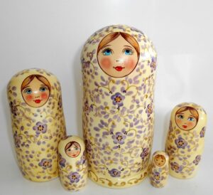 Alyonka purple flowers large Babushka Matryoshka nesting Doll Babooshki Babushkas