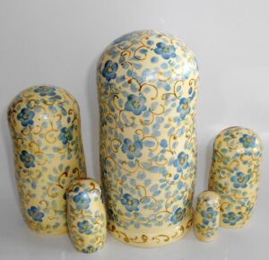 Alyonka light blue flowers large nesting Doll Babooshki s