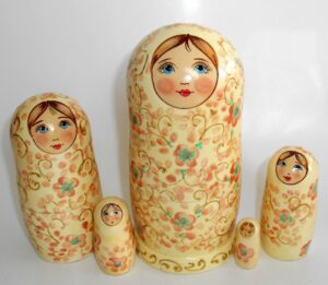 Alyonka apricot flowers Babushka Matryoshka nesting Doll Babooshki Babushkas