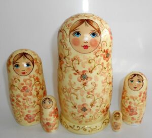 Alyonka apricot flowers II Babushka Matryoshka nesting Doll Babooshki Babushkas